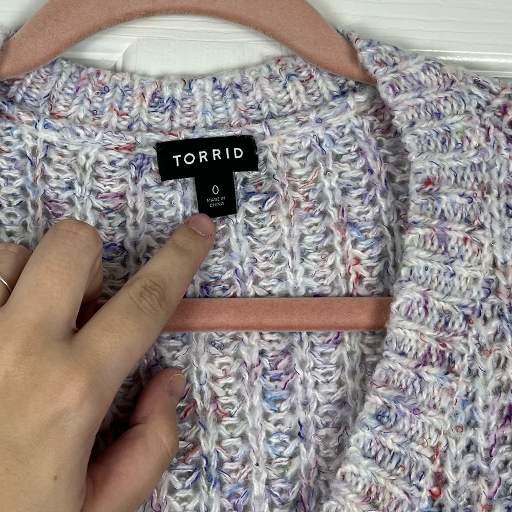 Torrid Multicolor Confetti V-Neck Pullover Sweater Sz 0 Ultra Soft Chunky Knit - Picture 5 of 10